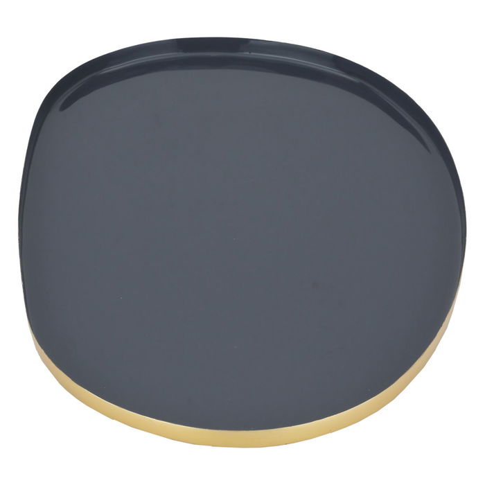 India Serving dish oval solution dark gray with gold image 3