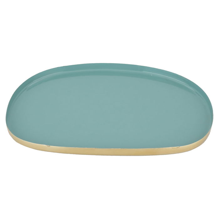 India Plate Serving Sweet Steel Oval Light Green image 1