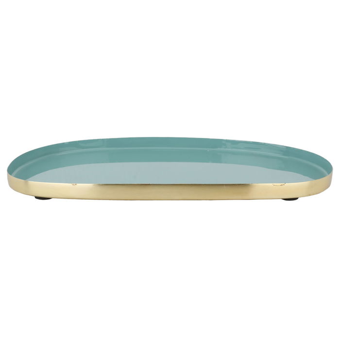 India Plate Serving Sweet Steel Oval Light Green image 2