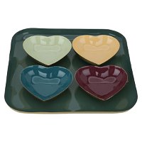 India Colored Steel Yogurt Set Heart of Batoufriya Square Green 5 Pieces product image