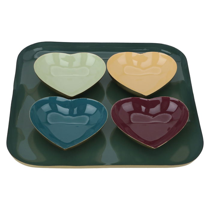 India Colored Steel Yogurt Set Heart of Batoufriya Square Green 5 Pieces image 1