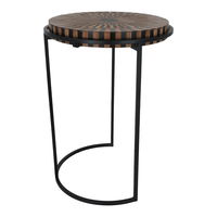 Large Black Brown Round Wood Serving Table product image