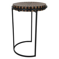 طاولة تقديم خشب دائري بني أسود وسط product image