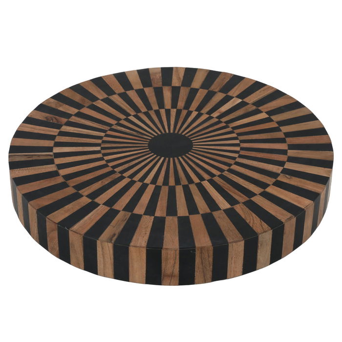 Round Wood Serving Table Black Brown Medium image 4