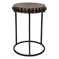 طاولة تقديم خشب دائري بني أسود صغير product image