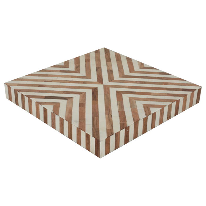 Large beige brown checkered wood serving table image 4