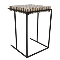 Medium beige brown checkered wood serving table product image