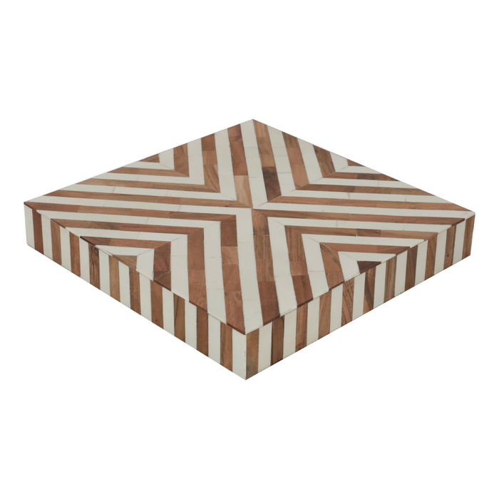 Medium beige brown checkered wood serving table image 4