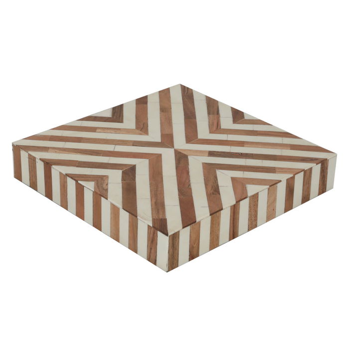 Small beige brown checkered wood serving table image 4