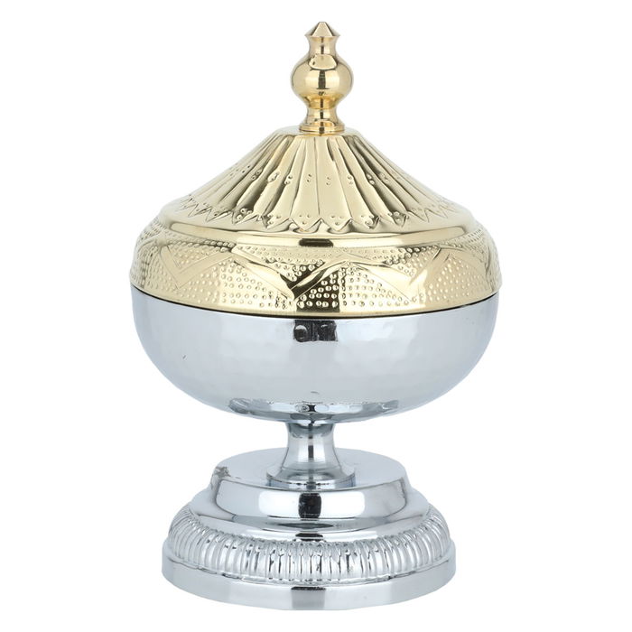 Indian Silver Embossed Date with Gold Lid Base with Noa Plate 12cm image 1