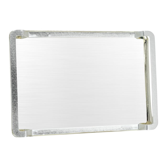 Serving tray, medium rectangular silver steel with handle image 1