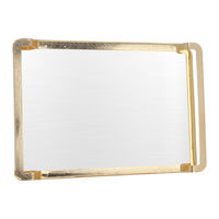 Serving tray, middle rectangular silver steel with golden edges with handle product image