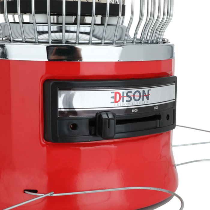 Edison Electric Heater Round Ribbed Red 2 Temperature Levels 2000 Watt image 4