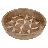 India Tofira Serving Round Brown Wood With Small Hand product image