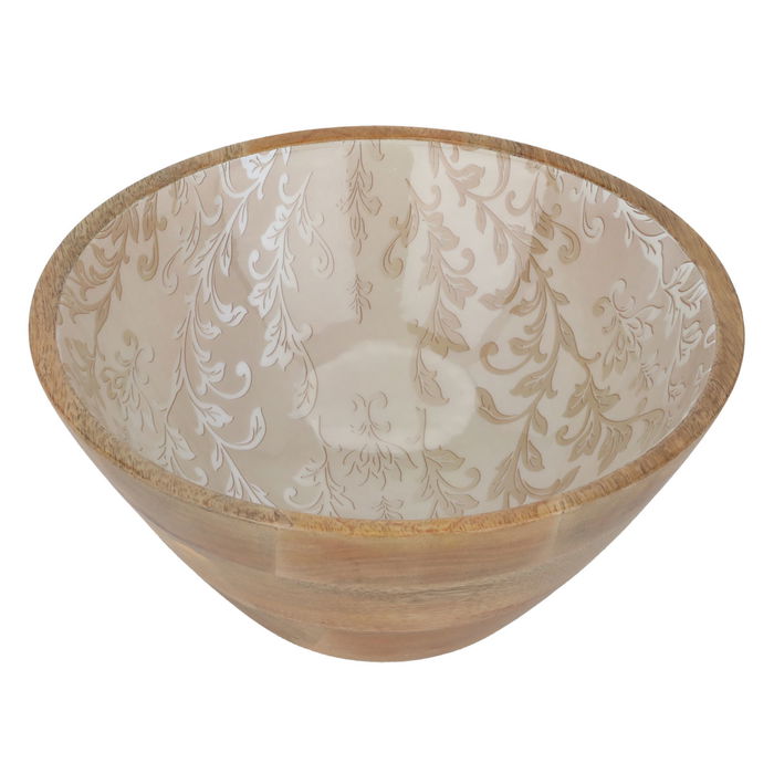 India Small Serving Bowl Deep Round Wood Woods Beige image 2