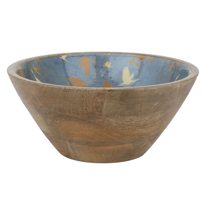 India Small Serving Bowl Deep Round Wood Timberland Blue image 1