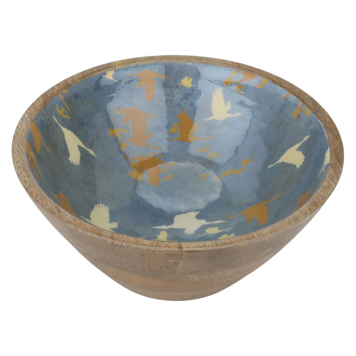 India Small Serving Bowl Deep Round Wood Timberland Blue image 2