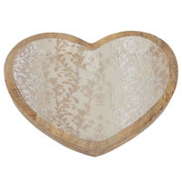 India Wooden Plate Heart Shape Small Beige product image