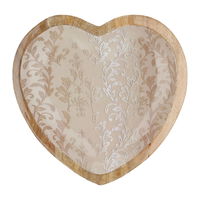 India wood plate with a large beige wooded heart shape product image