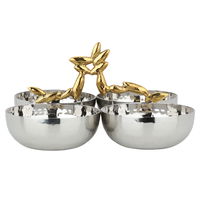 India Steel Serving Plate 4 Digits With Hand Of Golden Pebbles product image