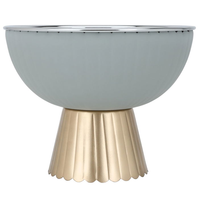 Light Grey Round Serving Stand With Gold Base (23.5 x 23.5 x 19 cm) image 2