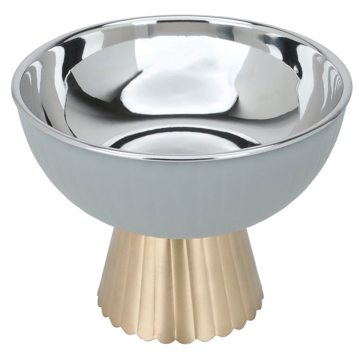 Light Grey Round Serving Stand With Gold Base (23.5 x 23.5 x 19 cm) image 1