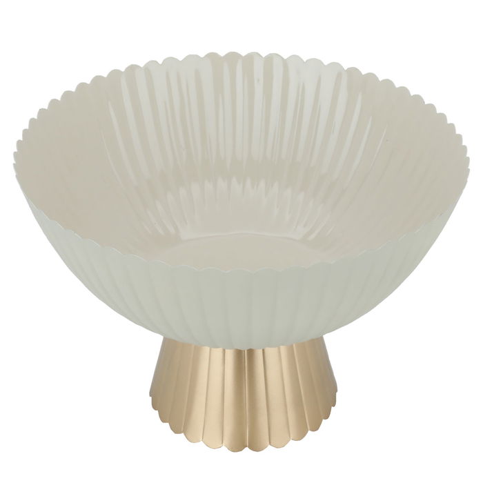 India Stand Round Serving Light Beige With Large Gold Base image 2