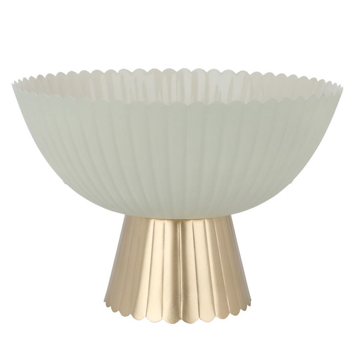 India Stand Round Serving Light Beige With Large Gold Base image 1