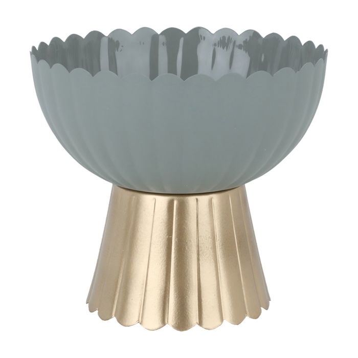 India Light Grey Round Serving Stand With Small Gold Base image 1