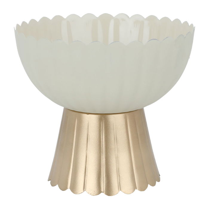 India Stand Light Beige Round Serving With Small Gold Base image 1