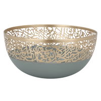 India round light grey bowl with large gold Arabic pattern hem product image