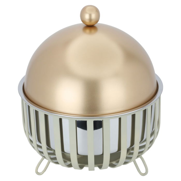 Light Beige Steel Food Heater with Gold Lid with Double Bowl 3 Liter image 2