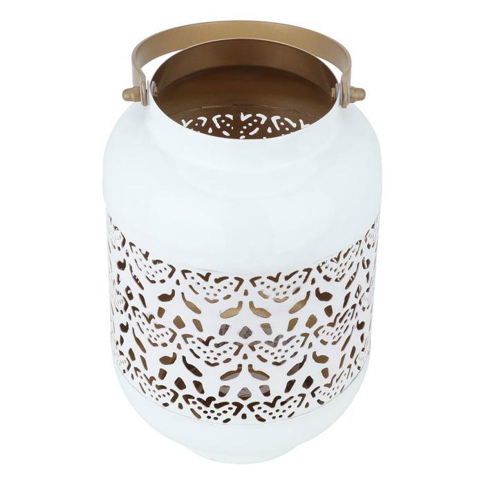 India White Candle Holder Medium Gold Hand image 2