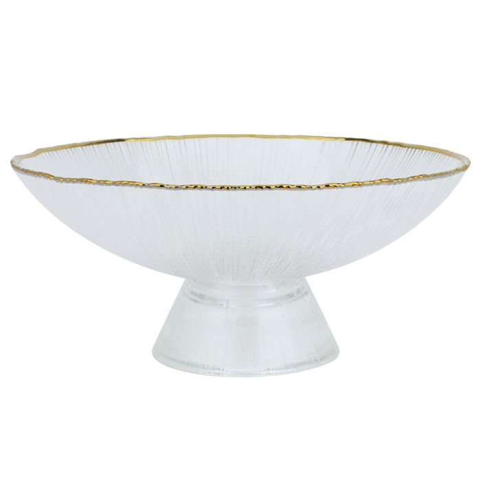 Clear glass serving stand with a base image 1