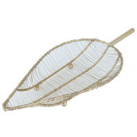 Serving dish, steel, leaf shape, golden, 35 cm product image