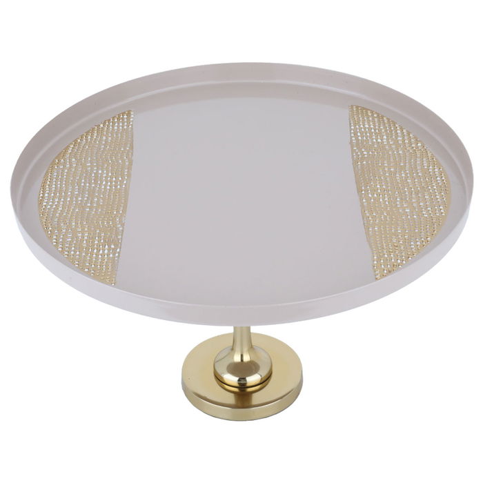 Steel cake stand, beige and gold with a base of 29 cm image 1