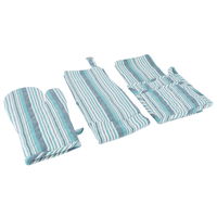 Set (towels + apron + glove + bowl holder) green and blue 4 pieces product image