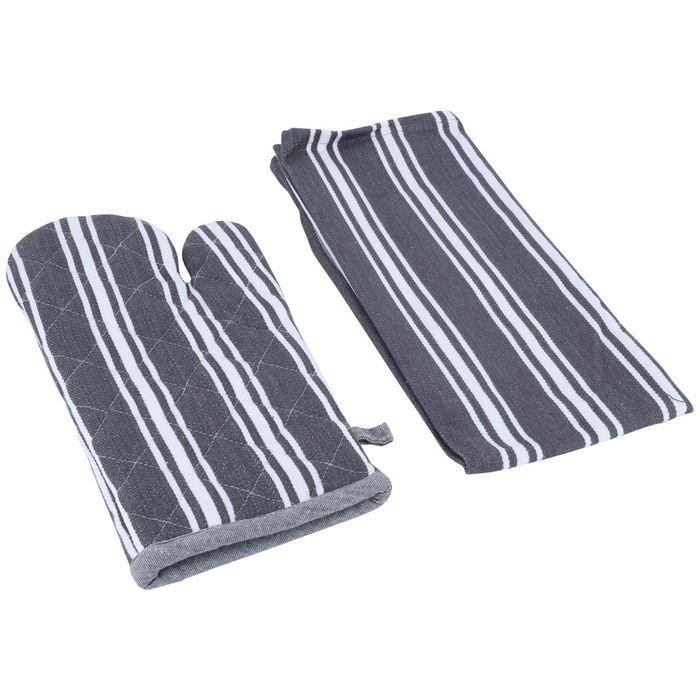 Set (towel + apron + glove + bowl holder) gray and white 4 pieces image 2