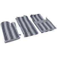 Set (towel + apron + glove + bowl holder) gray and white 4 pieces product image