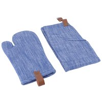Set (apron + glove) blue two pieces product image