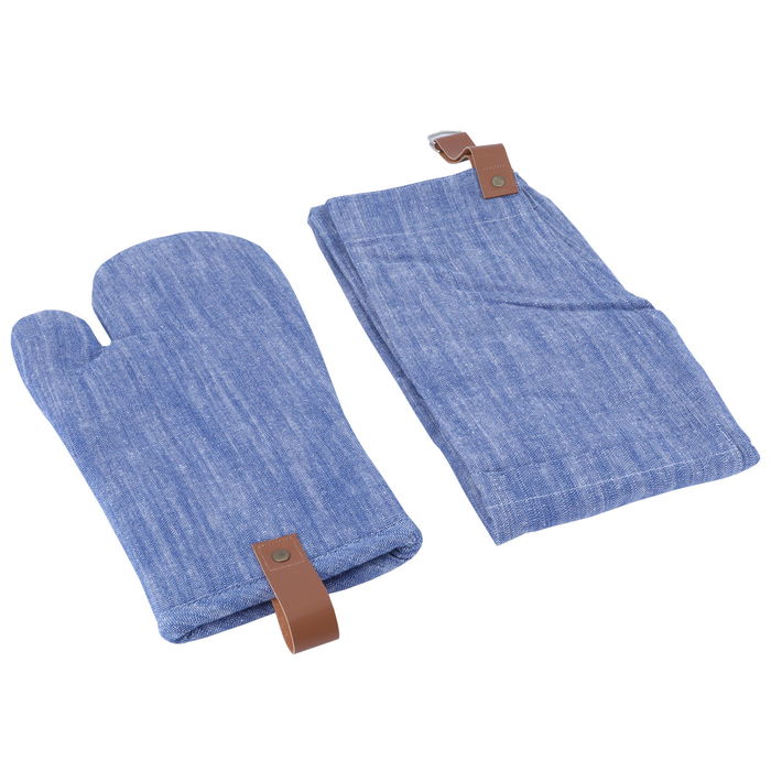 Set (apron + glove) blue two pieces image 1