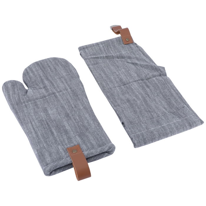 Set (apron + glove) gray two pieces image 1