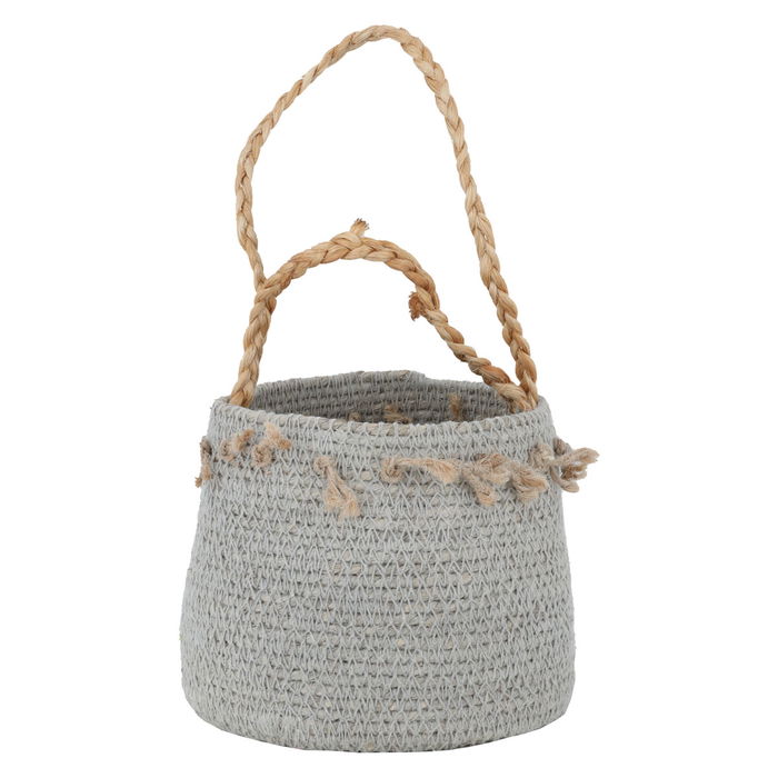 . India Wicker Basket Grey Brown Hand 10 cm image 1