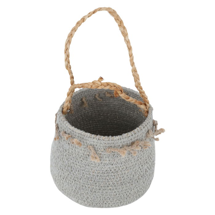 . India Wicker Basket Grey Brown Hand 10 cm image 2