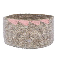 India Wicker Basket Beige Triangle Pink 9 cm product image