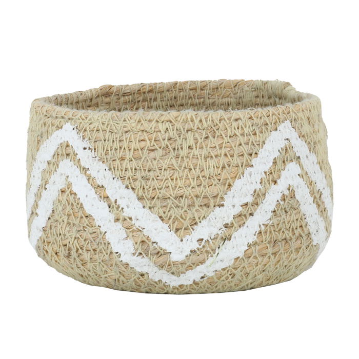 India Beige Cotton Fabric Basket White Stripe 8 cm image 1