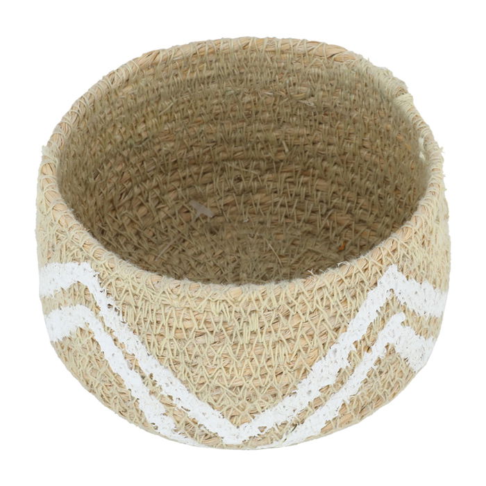 India Beige Cotton Fabric Basket White Stripe 8 cm image 2