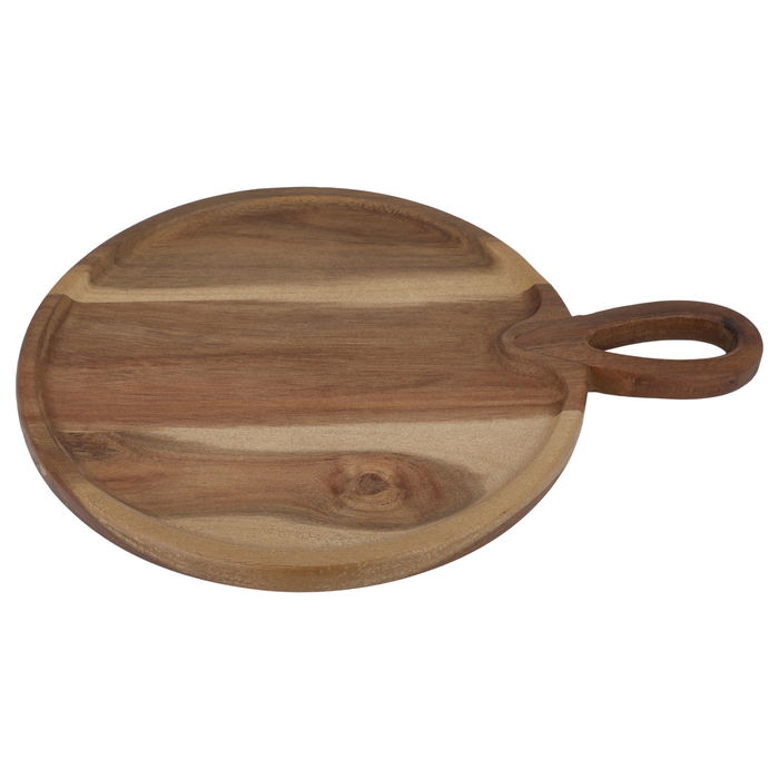 Round wooden serving board with large handle image 2