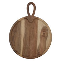 Round wooden serving board with large handle product image