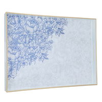 Serving Tray, Victorian Creamy Rectangular Plastic, Blue Rose Pattern product image